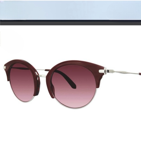 ZAC POSEN Cat Eye, Single Rim Sunglasses in Burgandy, NWT - Picture 3 of 7